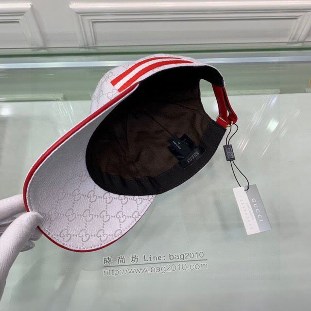 Gucci男女同款帽子 古馳三色織帶GG印花鴨舌帽棒球帽  mm1742
